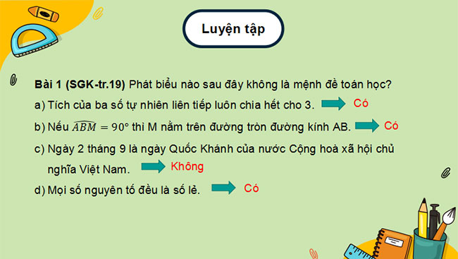 Giáo án Toán 10 Cánh diều Bài tập cuối chương 1 
