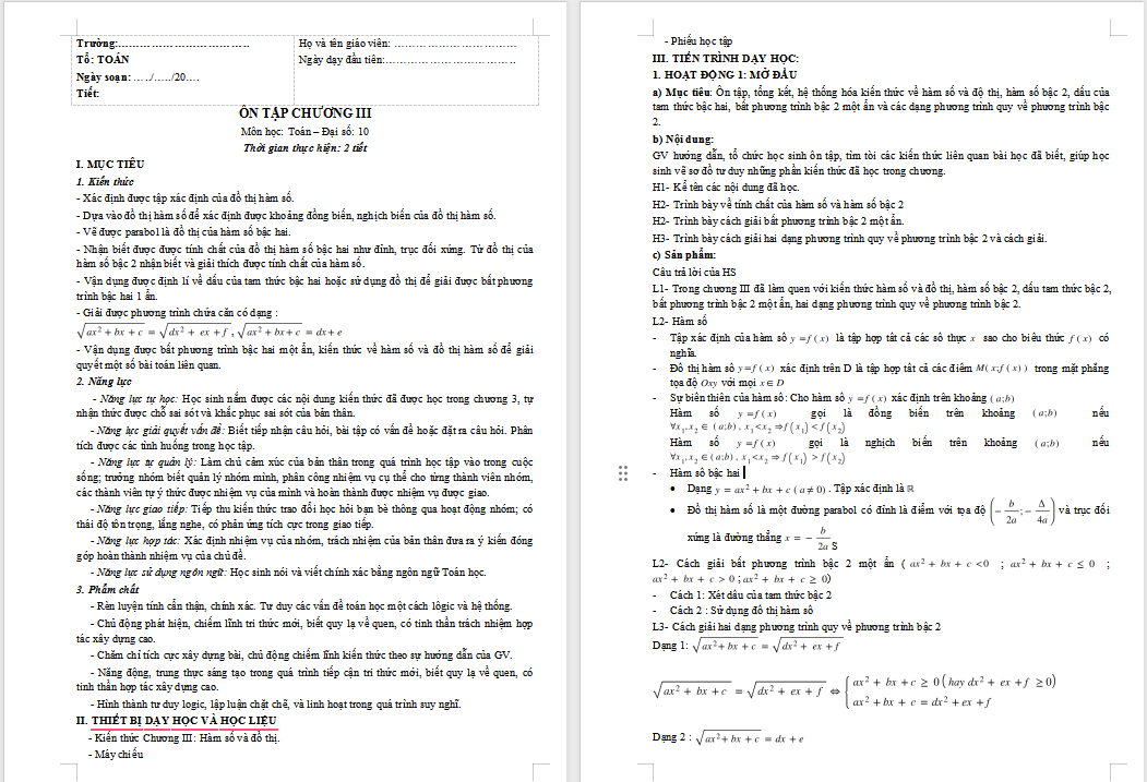 Giáo án PowerPoint Toán 10 Bài tập cuối chương 3