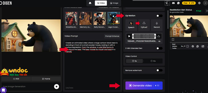Bật tính năng lipsync