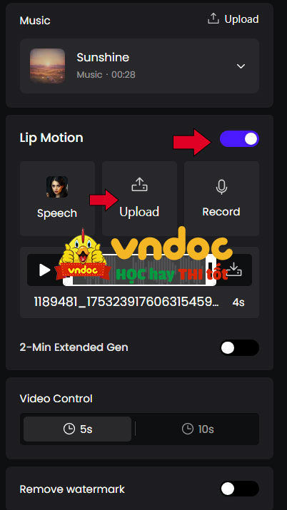Bật tính năng lipsync