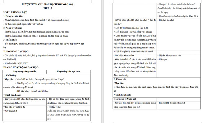 Giáo án Tiếng Việt 4 Dấu gạch ngang