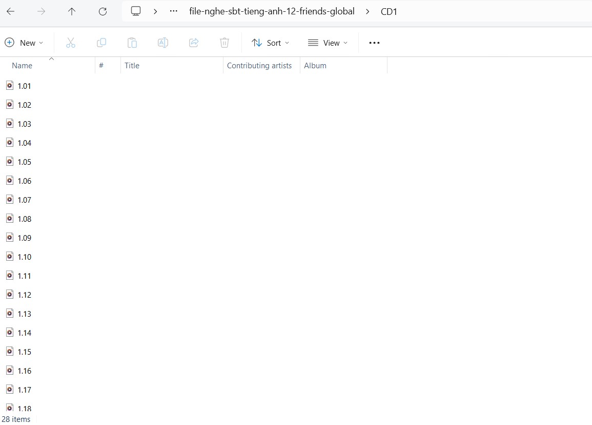 File nghe Sách bài tập tiếng Anh 12 Friends Global - CD1