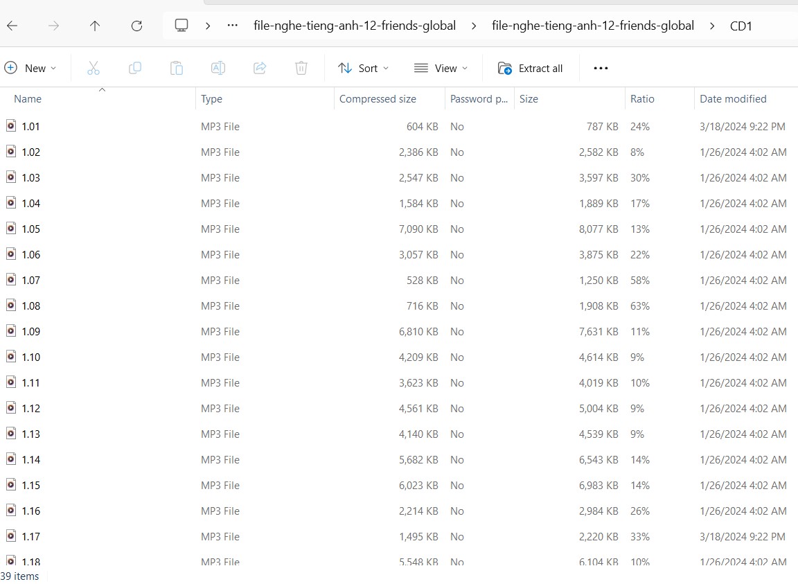 File nghe Sách học sinh tiếng Anh 12 Friends Global - CD1