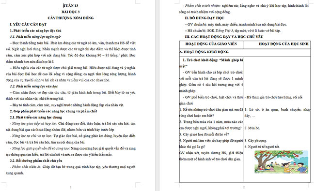 Giáo án Tiếng Việt 5 Cây phượng xóm Đông