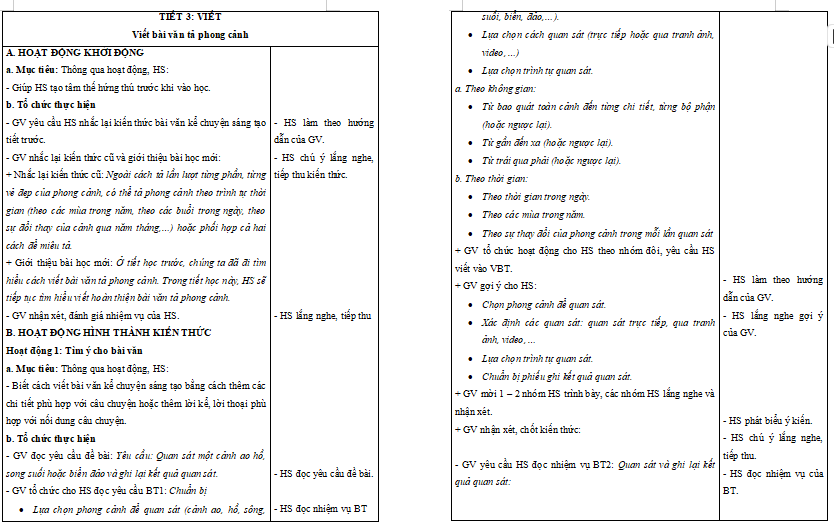 Giáo án Tiếng Việt lớp 5 Bài 12: Quan sát phong cảnh