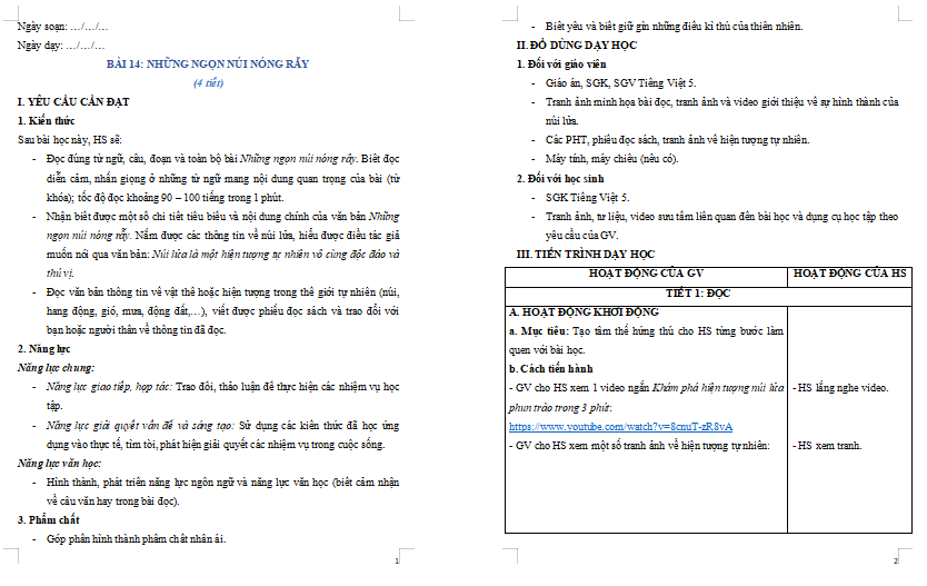 Bài 14: Những ngọn núi nóng rẫy