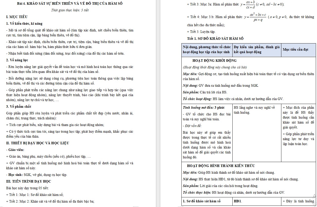 Giáo án Bài 4 Toán 12 Kết nối tri thức