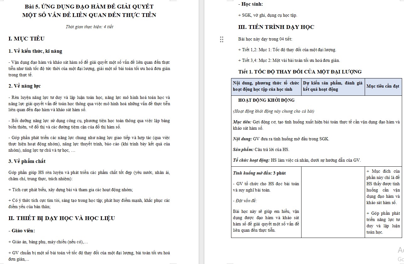 Giáo án Bài 5 Toán 12 Kết nối tri thức