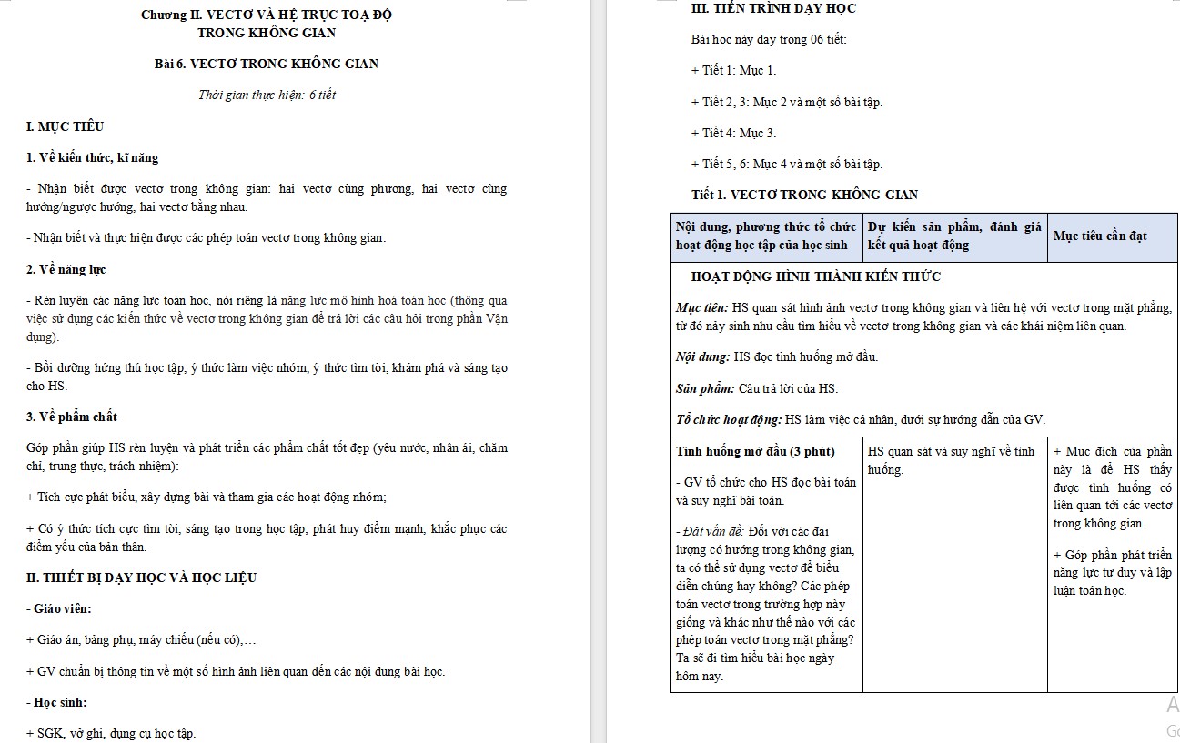 Giáo án Bài 6 Toán 12 Kết nối tri thức