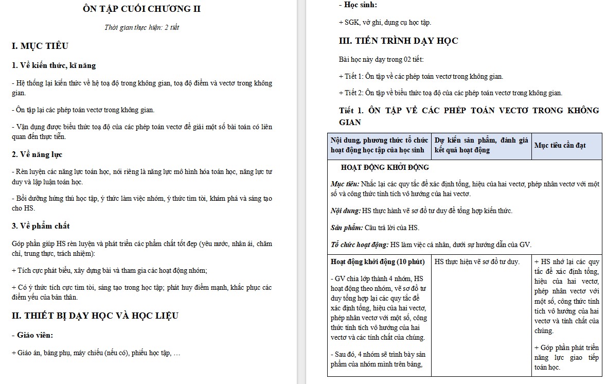 Giáo án Bài tập cuối chương II Toán 12 Kết nối tri thức