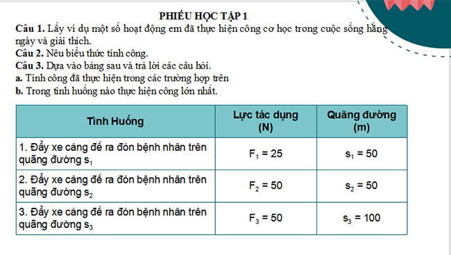 Giáo án PowerPoint Khoa học tự nhiên 9 Bài 1: Công và công suất 