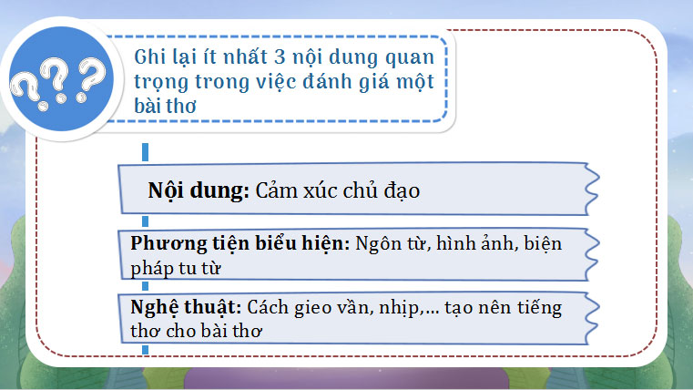 Viết văn bản nghị luận phân tích đánh giá một bài thơ