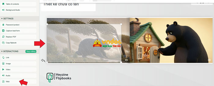 Kích vào Web trên thanh công cụ bên trái