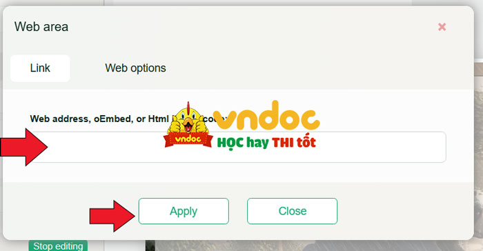 Dán đường link trò chơi đã tạo vào