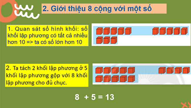 PowerPoint Toán 2: 8 cộng với một số