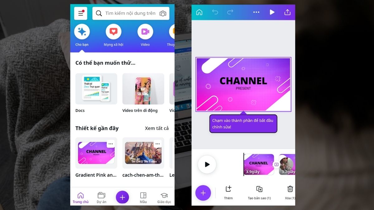 Sau khi đã đăng nhập, tìm và chọn một mẫu hoặc tạo thiết kế của riêng bạn