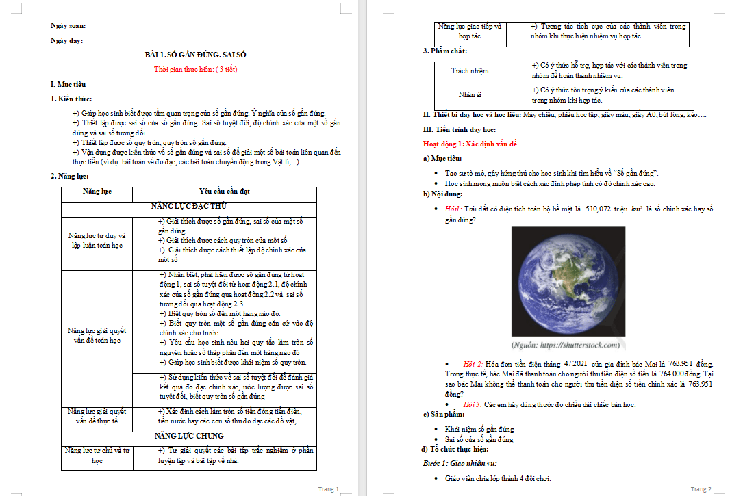 Giáo án PowerPoint Toán 10 Bài 1: Số gần đúng - Sai số