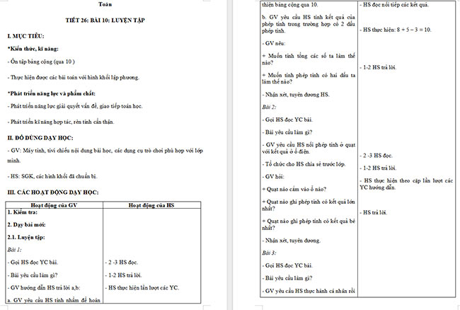 Giáo án Toán 2: Luyện tập chung