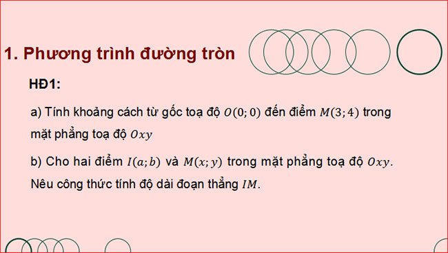 Giáo án PowerPoint Toán 10 Bài 5: Phương trình đường tròn