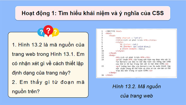 Giáo án PowerPoint Tin học 12 Bài 13: Khái niệm vai trò của CSS