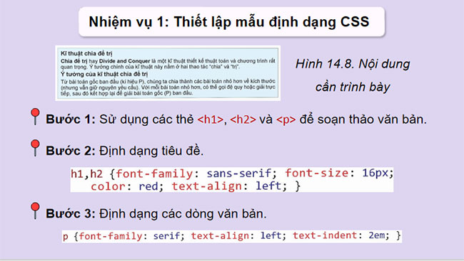 Giáo án PowerPoint Tin học 12 Bài 14: Định dạng văn bản bằng CSS