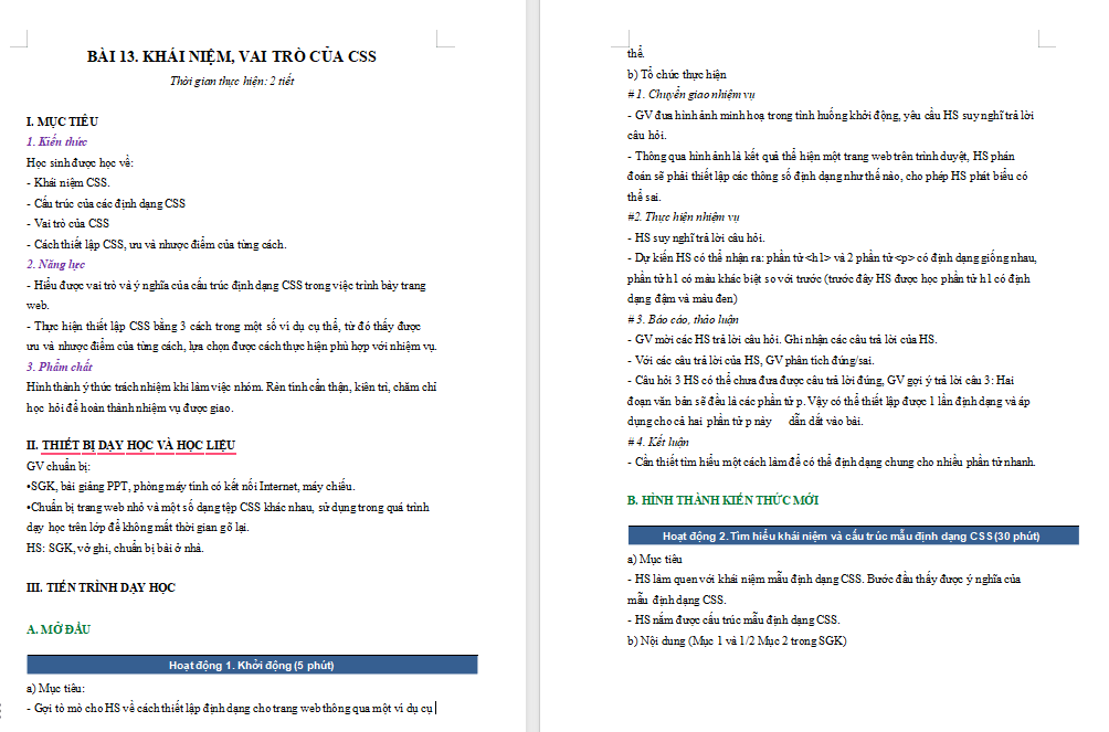 Giáo án PowerPoint Tin học 12 Bài 13: Khái niệm vai trò của CSS