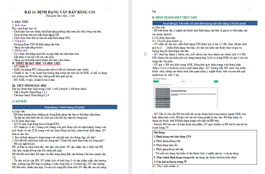 Giáo án PowerPoint Tin học 12 Bài 14: Định dạng văn bản bằng CSS
