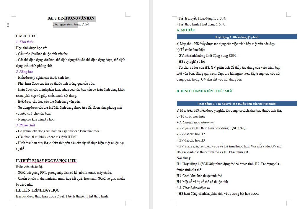 Giáo án PowerPoint Tin học 12 Bài 8: Định dạng văn bản