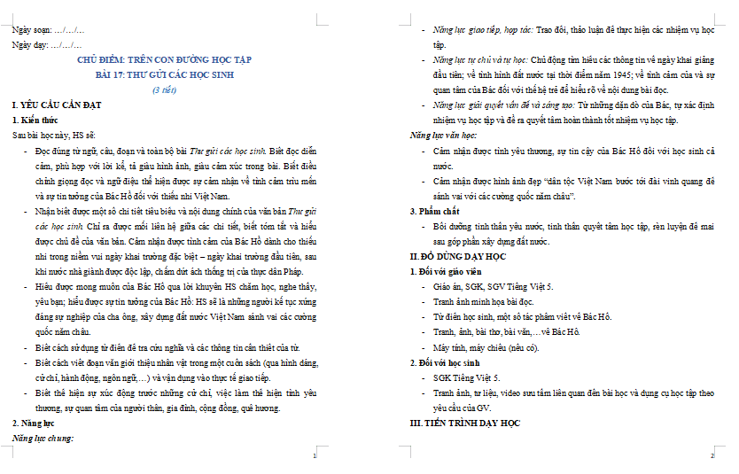 Bài 17: Thư gửi các học sinh