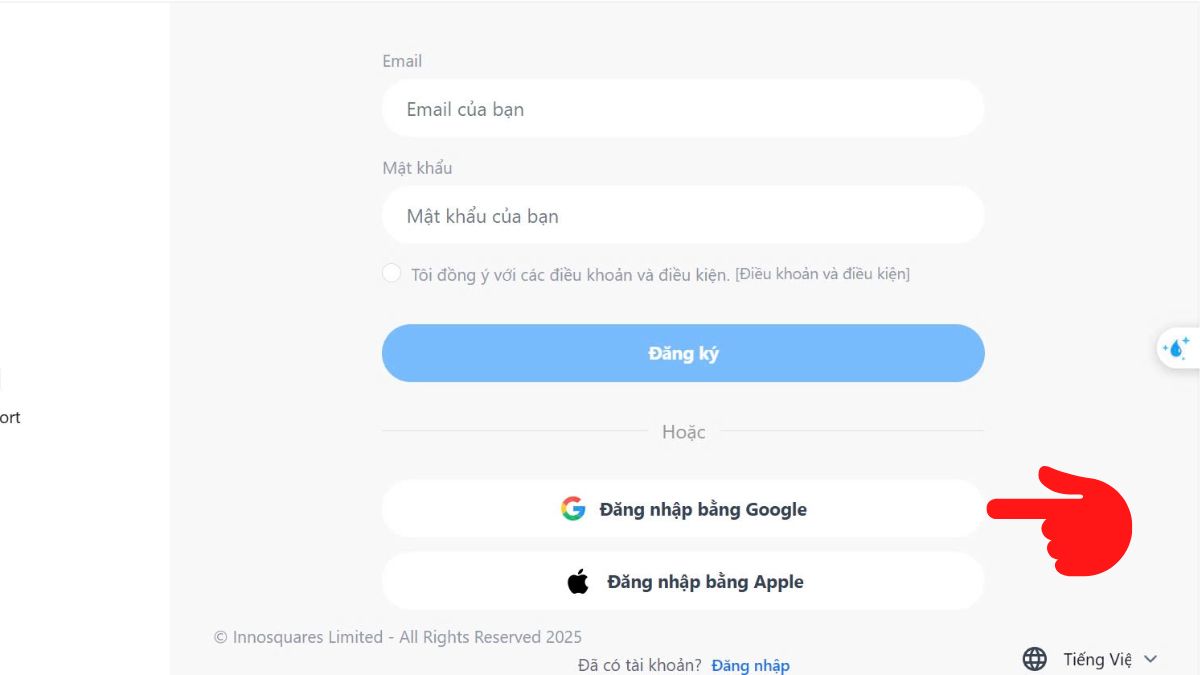 Đăng nhập bằng Gmail