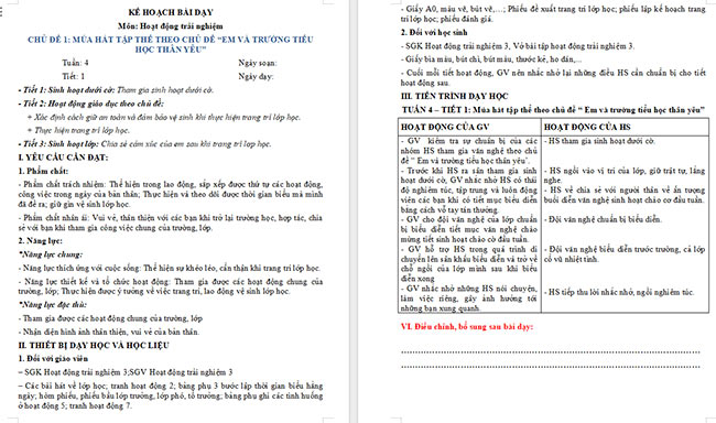 Giáo án Hoạt động trải nghiệm 3 Tuần 4