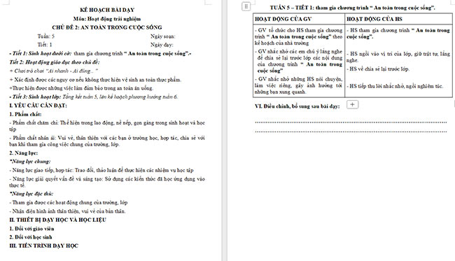 Giáo án Hoạt động trải nghiệm 3 Tuần 5