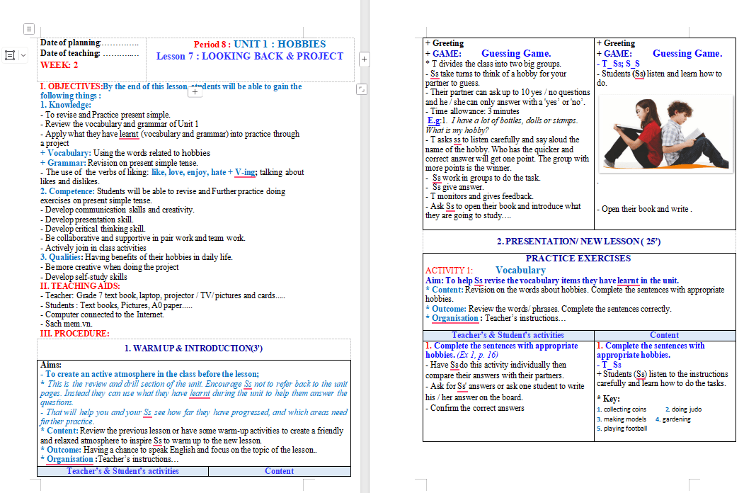 Giáo án PowerPoint Tiếng Anh 7 Unit 1: Looking Back