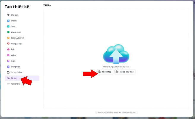 Tải video lên Canva