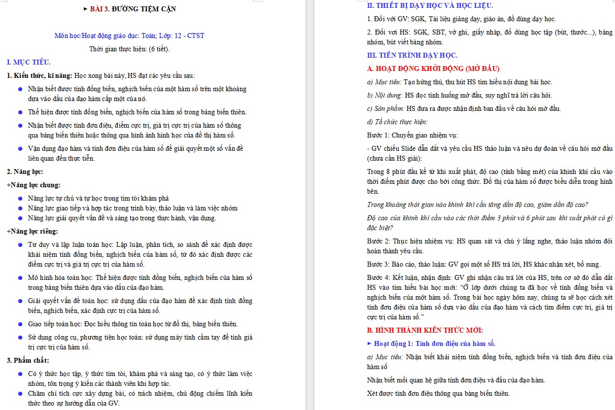 Giáo án PowerPoint Toán 12 CTST Bài 3 Chương 1