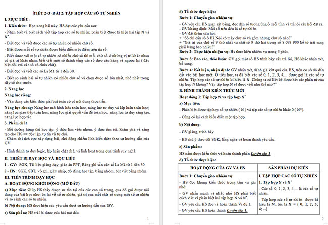 Giáo án Toán 6 Bài 2: Tập hợp các số tự nhiên
