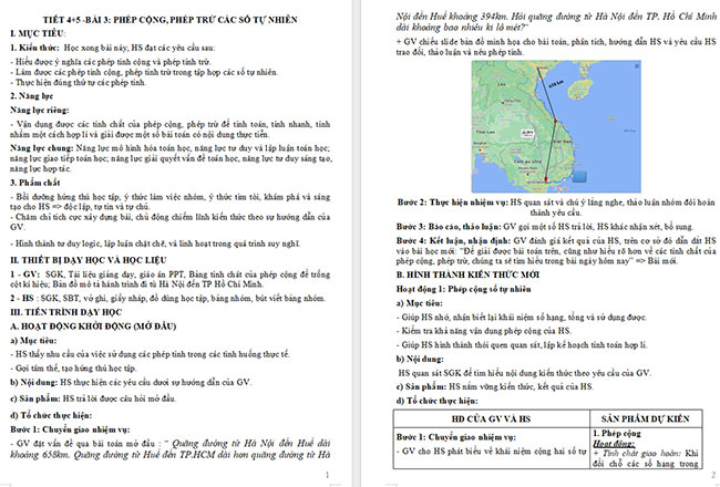 Giáo án Toán 6 Bài 3: Phép cộng, phép trừ các số tự nhiên
