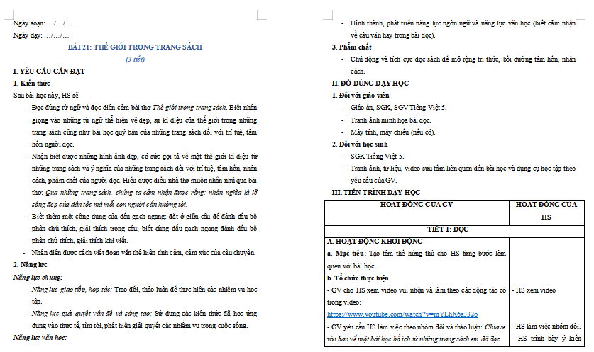 Bài 21: Thế giới trong trang sách