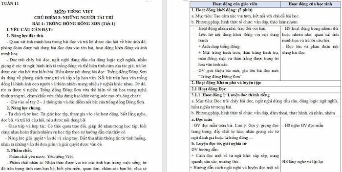 Giáo án Tiếng Việt 4 Trống đồng Đông Sơn