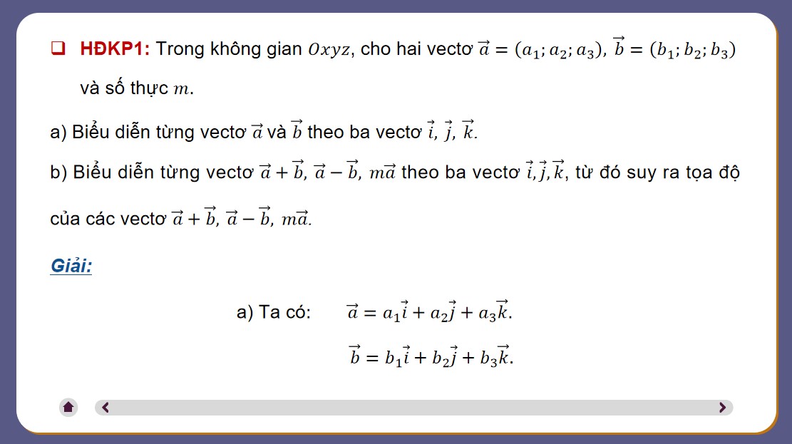 PowerPoint Toán 12 CTST Bài Biểu thức toạ độ của các phép toán vectơ