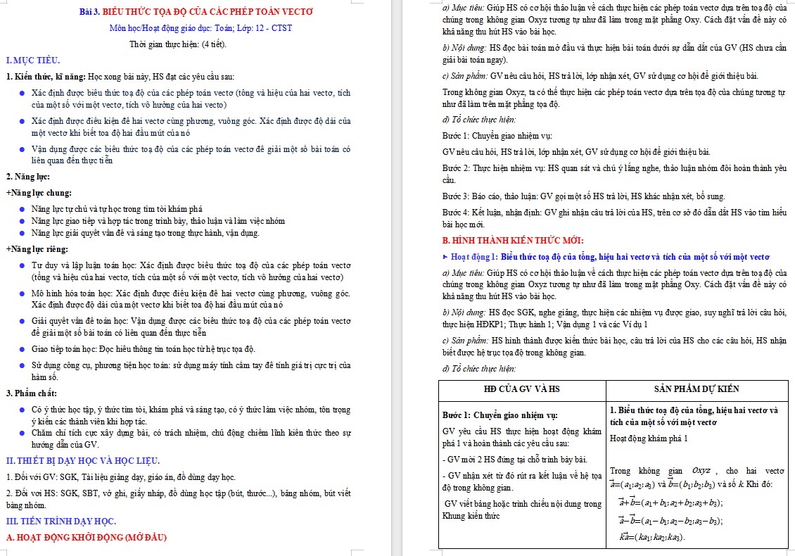 Giáo án Bài 3 Chương 2 Toán 12 Chân trời sáng tạo