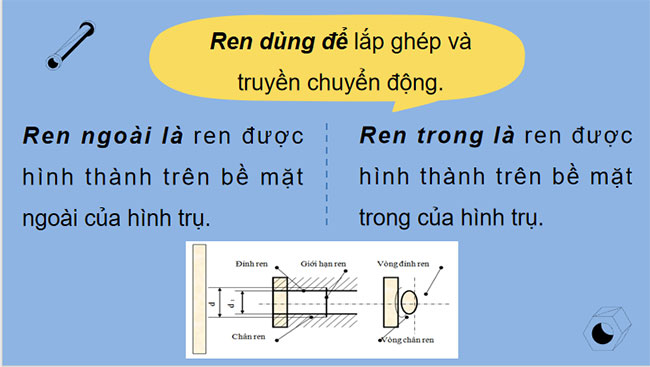 Giáo án PowerPoint Công nghệ 10 Bài 13: Biểu diễn ren
