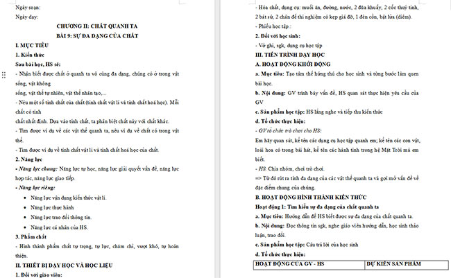 Giáo án Khoa học tự nhiên 6 Bài 9: Sự đa dạng của chất