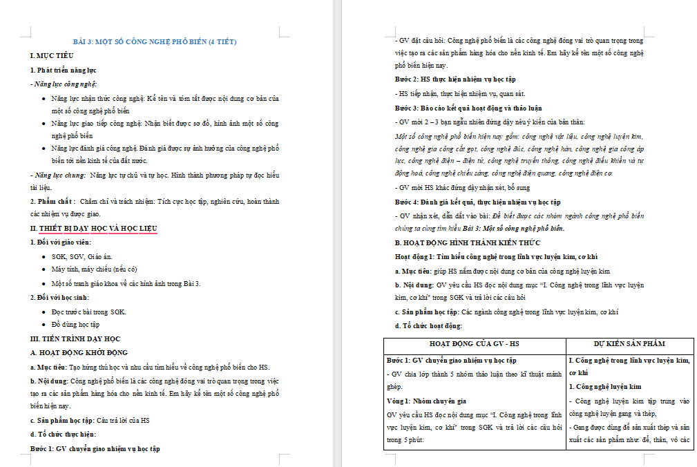 Giáo án PowerPoint Công nghệ 10 Bài 3: Một số công nghệ phổ biến