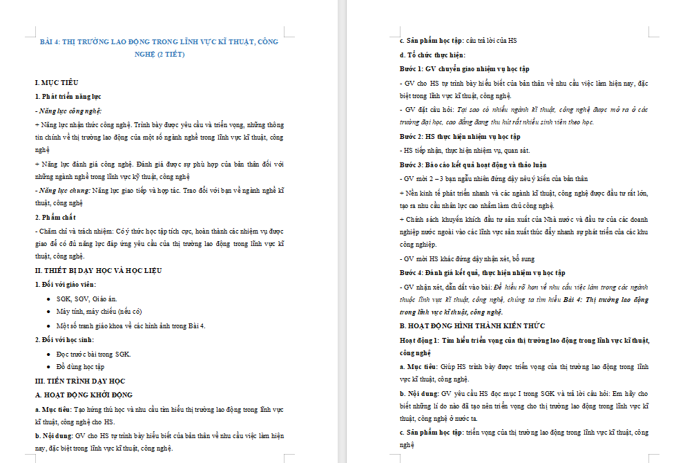 Giáo án PowerPoint Công nghệ 10 Bài 4: Thị trường lao động trong lĩnh vực kĩ thuật công nghệ