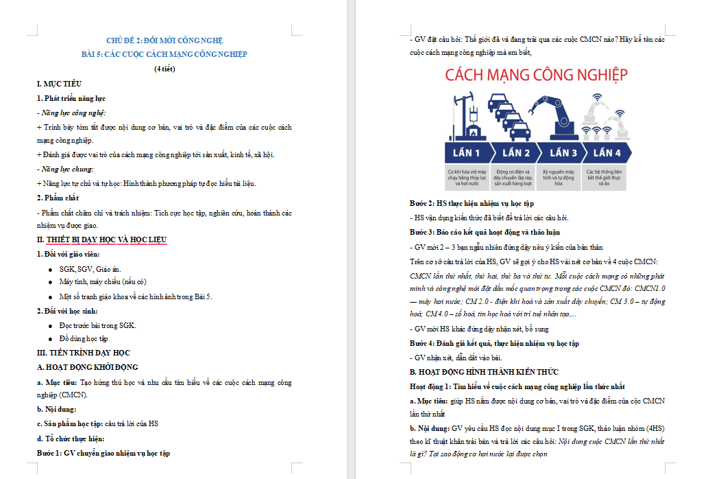 Giáo án PowerPoint Công nghệ 10 Bài 5: Các cuộc cách mạng công nghiệp