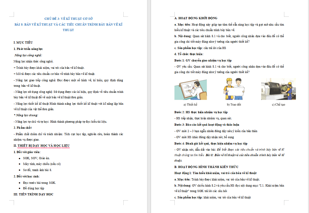 Giáo án PowerPoint Công nghệ 10 Bài 8: Bản vẽ kĩ thuật và các tiêu chuẩn trình bày bản vẽ kĩ thuật