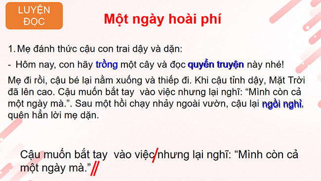 PowerPoint Tiếng Việt 2 Một ngày hoài phí
