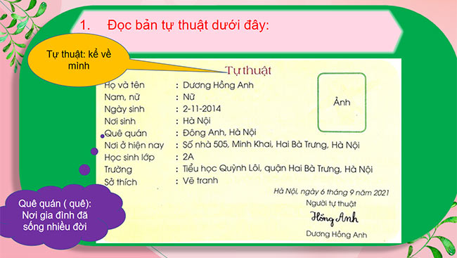 PowerPoint Tiếng Việt 2 Viết tự thuật