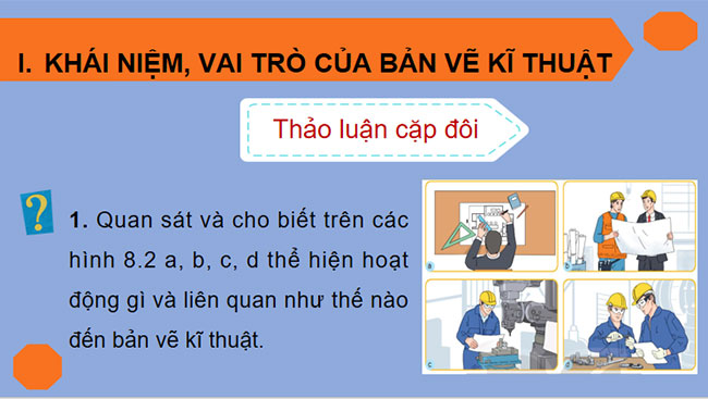 Giáo án PowerPoint Công nghệ 10 Bài 8: Bản vẽ kĩ thuật và tiêu chuẩn trình bày bản vẽ kĩ thuật